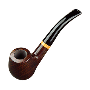 手工实木黑檀石楠木烟斗老式旱烟袋锅子过滤弯式男士烟斗烟草专用