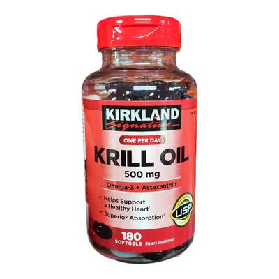 现货加量装*美国柯克兰Kirkland深海磷虾油虾青素胶囊500mg 180粒