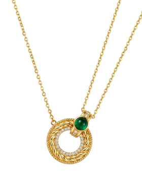 《抹茶甜圈》原创纯银绿玛瑙项链