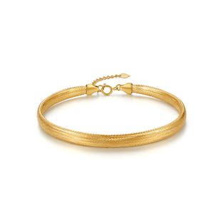 FENS珠宝 18K金手镯轻盈单股空气感编织软手镯手链