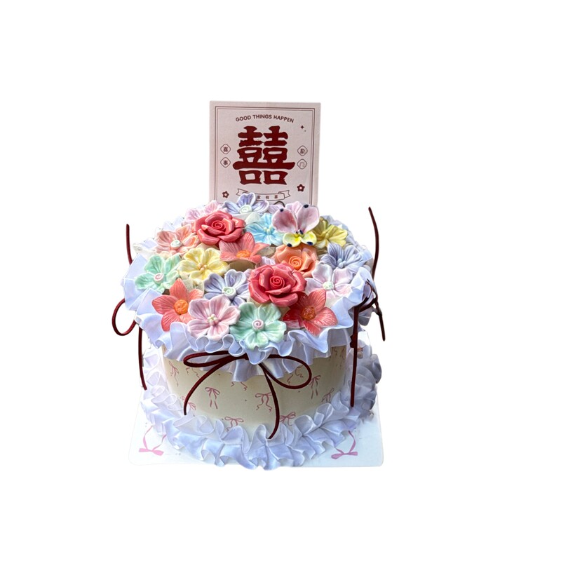 创意手工陶瓷蛋糕花束仿真玫瑰花浪漫惊喜送闺蜜结婚订婚领证礼物