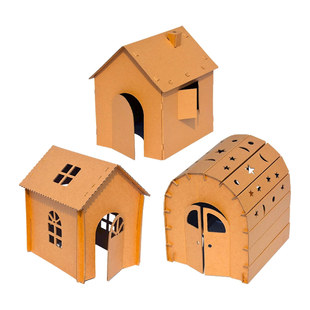 儿童玩具纸板手工diy纸箱房子小屋幼儿园变废为宝材料包美术彩绘