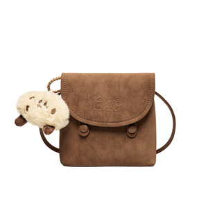 15mins斜挎小包女式2025新款可爱秋冬单肩包高级感休闲仿麂皮女包