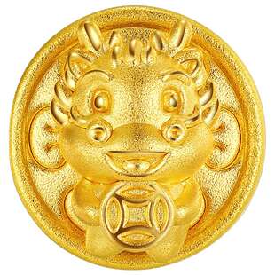 金至尊官方辰龙黄金吊坠生肖硬足金转运珠串珠金龙足金吊坠送礼