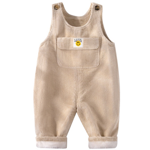 婴儿背带裤秋冬加厚灯芯绒男宝加绒裤女宝连体裤冬季衣服棉裤冬装