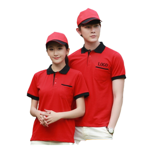 广告文化衫短袖POLO衫T恤工作服超市促销员半袖t恤男女定制LOGO