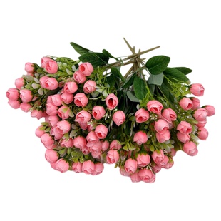 仿真花束单支花玫瑰花苞干花摆件假花塑料花假花花坛栅栏插花装饰