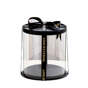 圆形生日蛋糕盒子透明加高6六8八10十12寸网红鲜花烘焙礼物包装盒