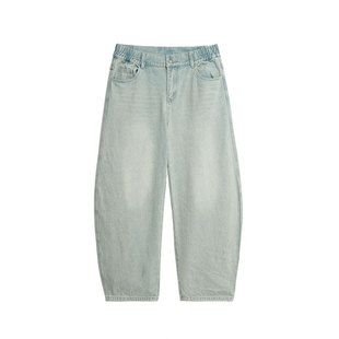 BD健美站新款美式复古弯刀牛仔裤男水洗简约宽松运动长裤男大码