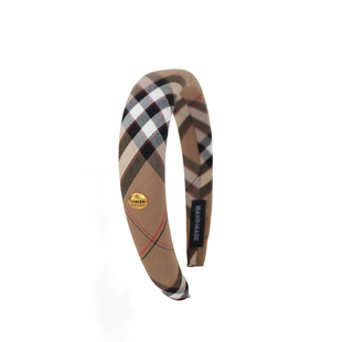 经典卡其格纹发箍复古英伦风头箍高级感压发发卡高颅顶海绵发饰品