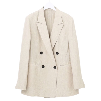 纯亚麻双排休闲西服外套商场同款