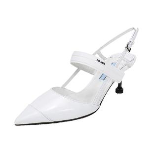 【自营】中古全新未使用PRADA 普拉达 女士皮革尖头高跟鞋凉鞋