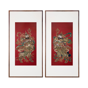 铜师傅 手工錾刻《门神纳福(一对)》客厅玄关画沙发背景墙挂画