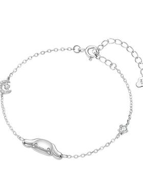 潮色绘玉桂狗手链纯银女小众设计