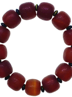 天然红玛瑙老型珠手串磨砂仿古手链男女