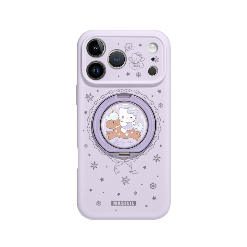 MASFEIL ×猫咪独角兽适用苹果17Promax手机壳新款15带支架iPhone16Pro保护套Eo1支点液态硅胶13pm文艺高级