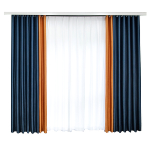 拼接棉麻遮光窗帘布2021年新款客厅现代简约轻奢卧室3米高落地窗