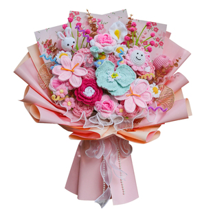 生日礼物针织毛线花束仿真手工编织向日葵郁金香手捧花送女友闺蜜