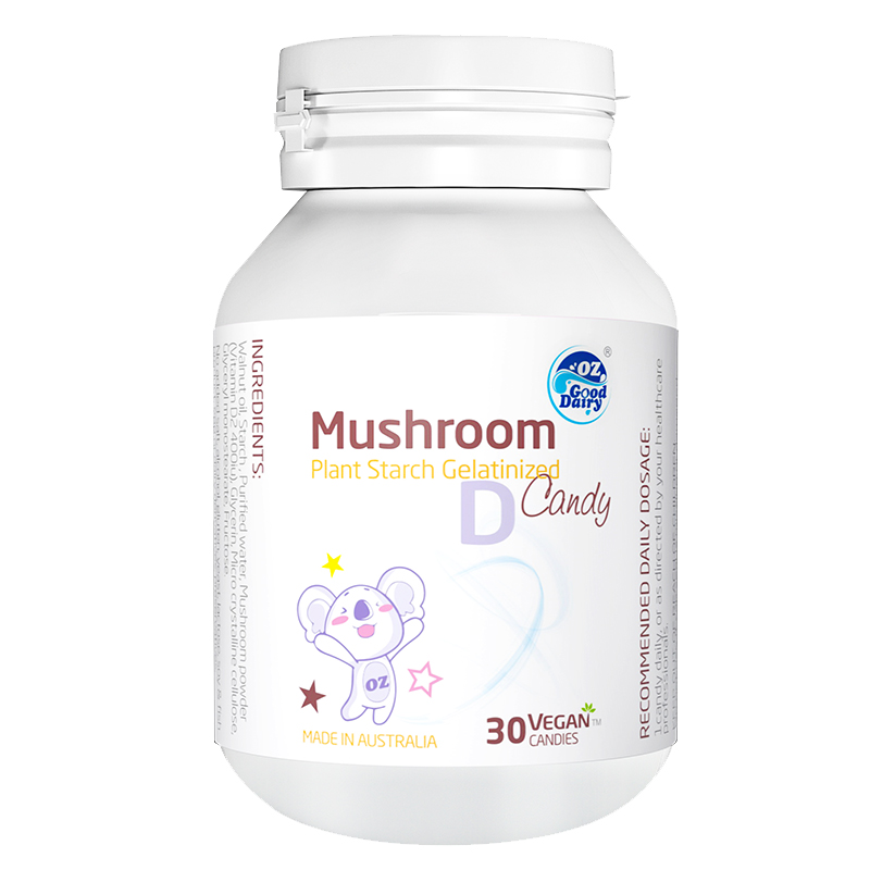 澳乐乳蘑菇粉30粒 宝宝儿童复合维生素d3凝胶软糖果澳洲进口