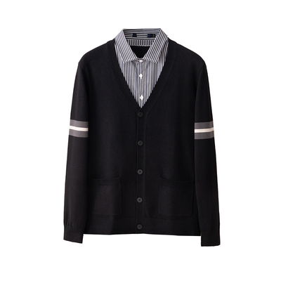 撤柜舒适针织V领开衫衬衫外套