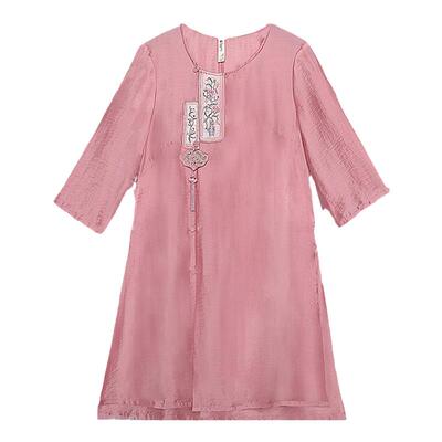 远镇国风复古刺绣绣包中长款茶服