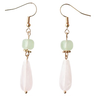 女儿心 古风汉服粉水晶水滴耳环国风中式旗袍耳饰耳坠无耳洞耳夹