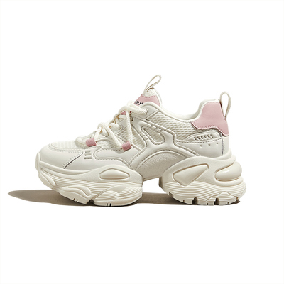 樱桃粉老爹鞋内增高女鞋