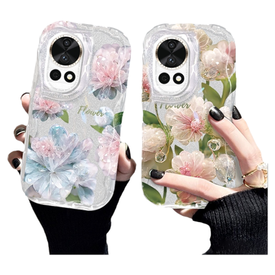 适用于华为nova12Pro手机壳nova12保护套奶油纹防摔女款新款水晶花镜头全包高级感唯美透明不顶膜硅胶气质简