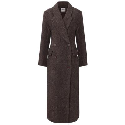 halfmoon x LOOKNOW2025秋冬新款棕色戗驳领沙漏型大衣女