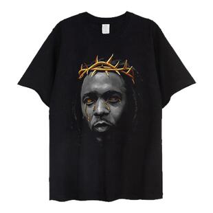 Kendrick Lamar  DAMN说唱夏季半袖欧美嘻哈宽松纯棉短袖t恤
