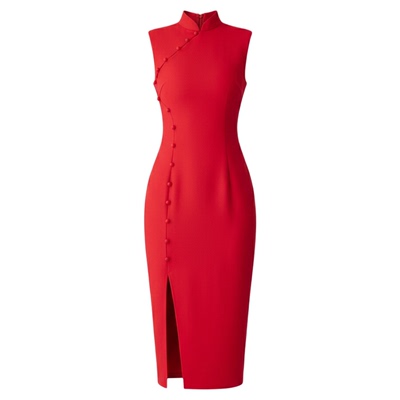 国潮古法高级旗袍连衣裙女夏长款