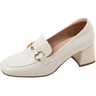 康莉粗跟小皮鞋舒适乐福鞋