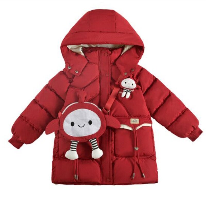 女童棉服冬季加绒加厚棉衣中长款