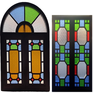 8厘超白海棠花 压花彩色钢化艺术玻璃满洲窗旧古民宿屏风隔断门窗