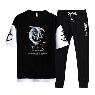 短袖男套装t恤夏季新款青少年潮流时尚运动T恤休闲透气速干上衣服