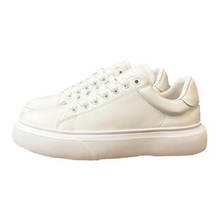 简约百搭~头层牛皮~欧货厚底小白鞋女真皮平底系带软底软皮板鞋