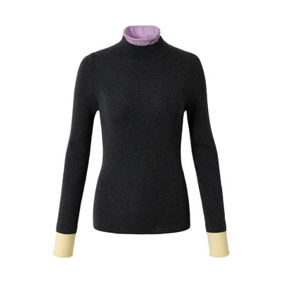 「heris」拼色卷边层次羊毛衫