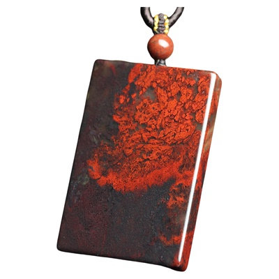 特价天然桂林鸡血玉玉牌吊坠