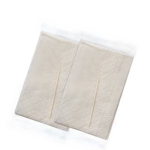 透明独立包装本色纸巾便携包打包外卖餐巾纸牙签二合一咖啡店配纸