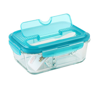 乐扣乐扣玻璃饭盒分隔微波炉专用碗耐热密封保鲜盒分格便当盒餐盒