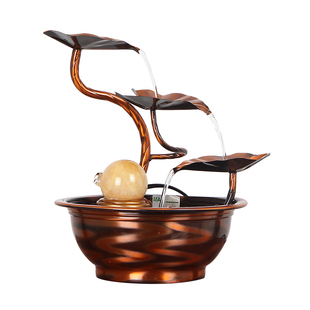 纯铜流水喷泉摆件办公室桌面中式景观招财水风轮家居生财装饰礼品