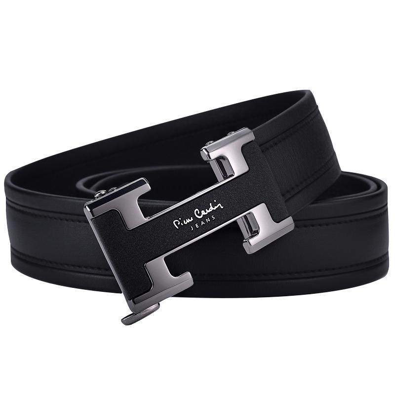 皮尔卡丹男士皮带真皮年轻人商务裤腰带自动扣高档纯牛皮腰带A