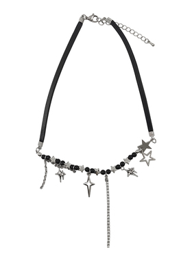 黑色皮绳星芒网红choker颈链新