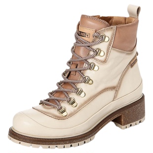 Pikolinos派高雁冬季擦色牛皮中粗跟系带拼色马丁靴PA232208