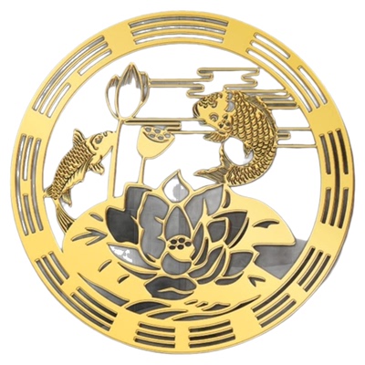 好运连连锦鲤莲花贴纸荷花净秽图卫生间防水贴鞋柜厕所西北鲤鱼画