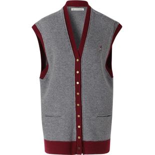 IIIVIVINIKO春夏新品“美丽诺羊毛”撞色针织马甲女M311206622A