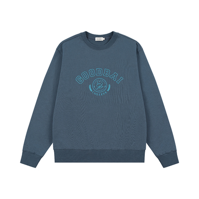 GOODBAI athletic学院logo印花圆领套头宽松卫衣