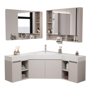 四季沐歌定制三角浴室柜组合洗漱台转角异形卫生间洗脸洗手盆柜