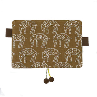 Munimhoe咖色亚麻呆萌绵羊刺绣手工手帐书衣工作周计划本A5A6封套