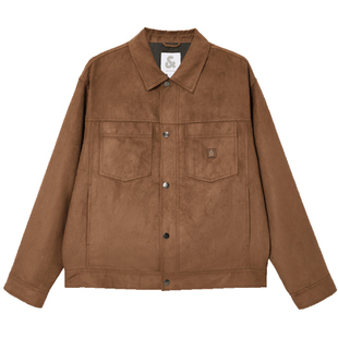 【春上新系列】杰克琼斯行政夹克男仿麂皮外套翻领短款上衣男装